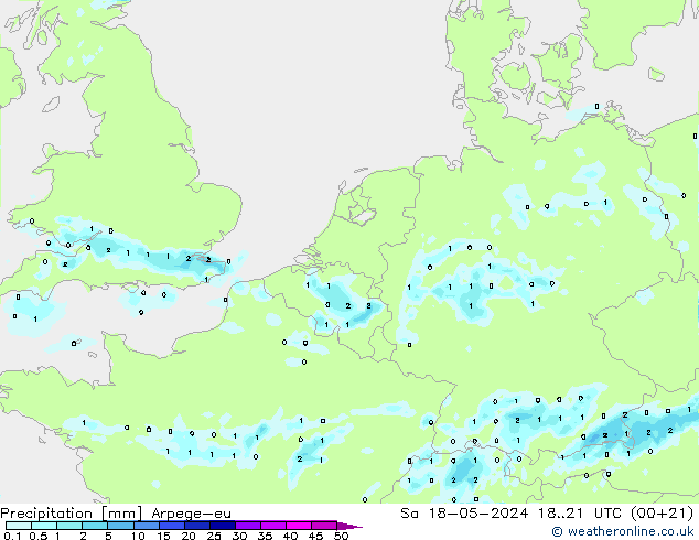 Precipitation Arpege-eu Sa 18.05.2024 21 UTC