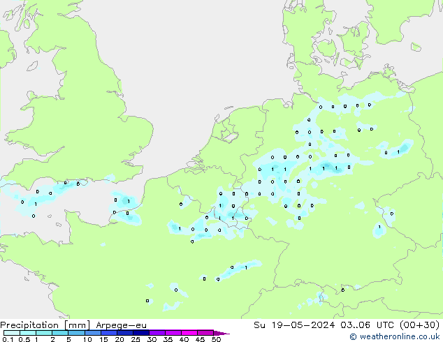 Precipitation Arpege-eu Su 19.05.2024 06 UTC