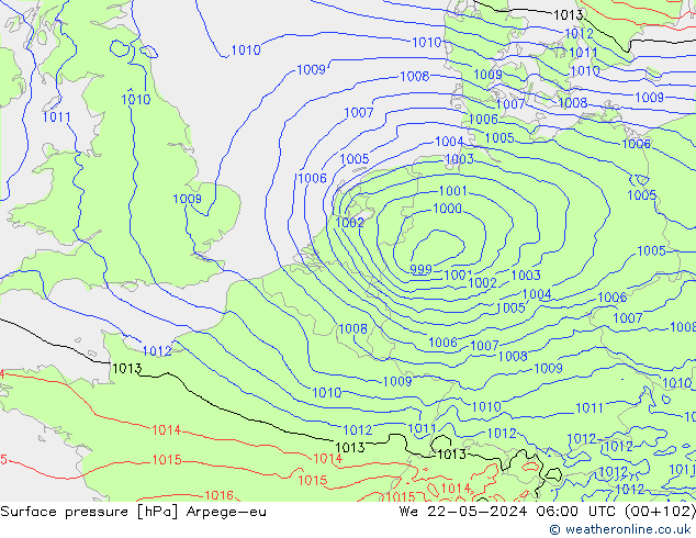pression de l'air Arpege-eu mer 22.05.2024 06 UTC