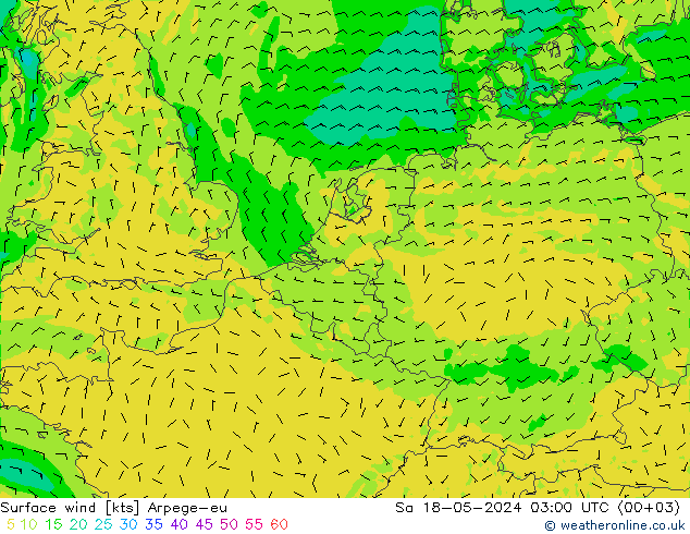 Surface wind Arpege-eu So 18.05.2024 03 UTC