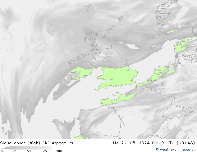 Nuages (élevé) Arpege-eu lun 20.05.2024 00 UTC