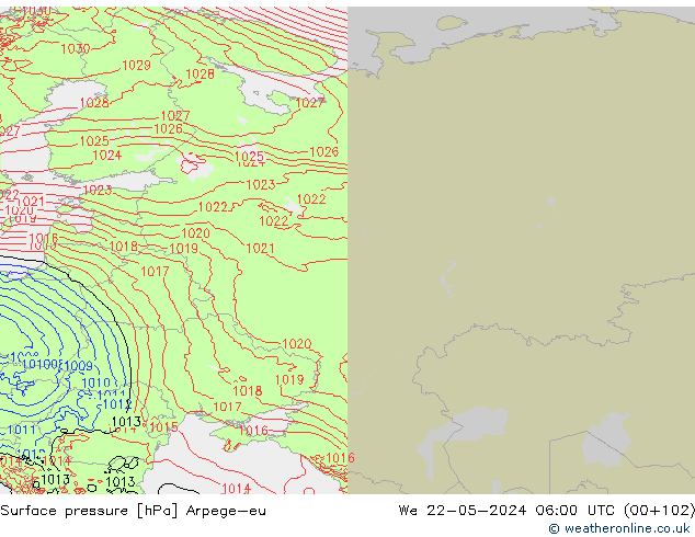 pressão do solo Arpege-eu Qua 22.05.2024 06 UTC