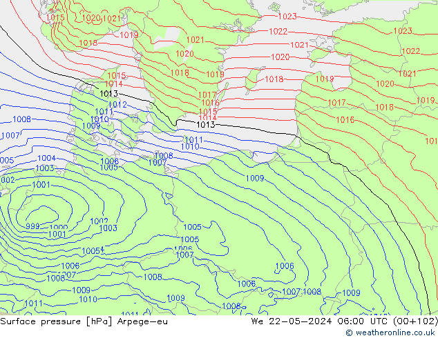 приземное давление Arpege-eu ср 22.05.2024 06 UTC