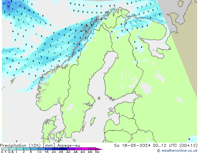 Precipitation (12h) Arpege-eu Sa 18.05.2024 12 UTC
