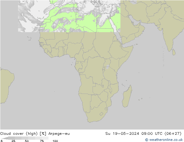 облака (средний) Arpege-eu Вс 19.05.2024 09 UTC
