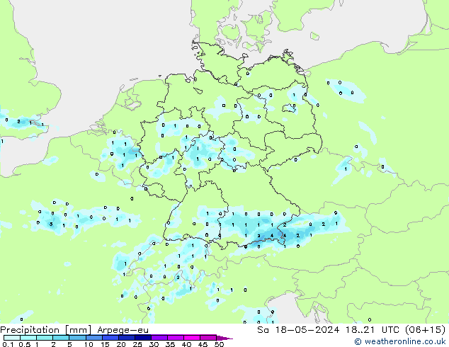 Precipitation Arpege-eu Sa 18.05.2024 21 UTC