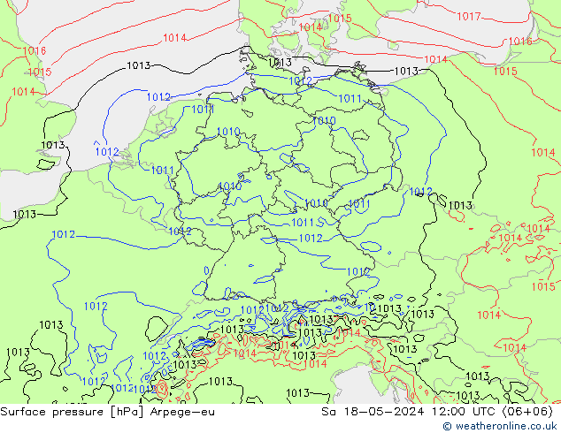 地面气压 Arpege-eu 星期六 18.05.2024 12 UTC
