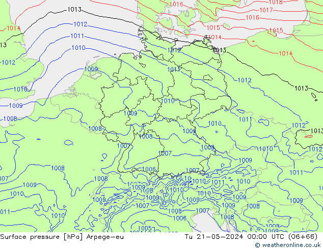 Surface pressure Arpege-eu Tu 21.05.2024 00 UTC
