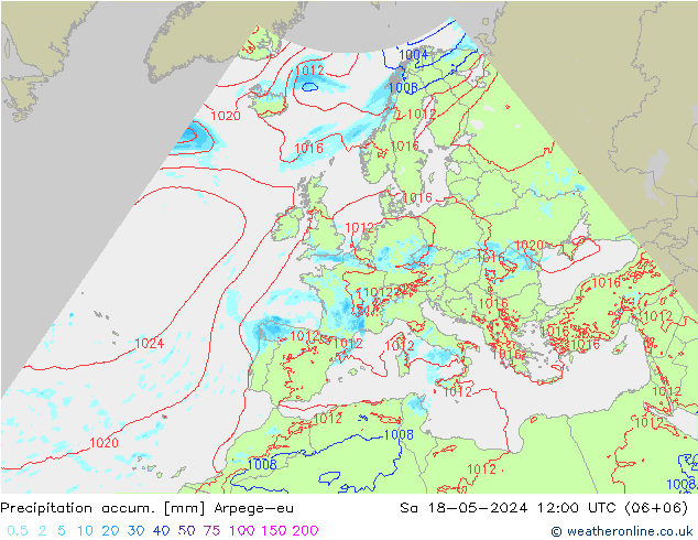 Precipitation accum. Arpege-eu Sáb 18.05.2024 12 UTC