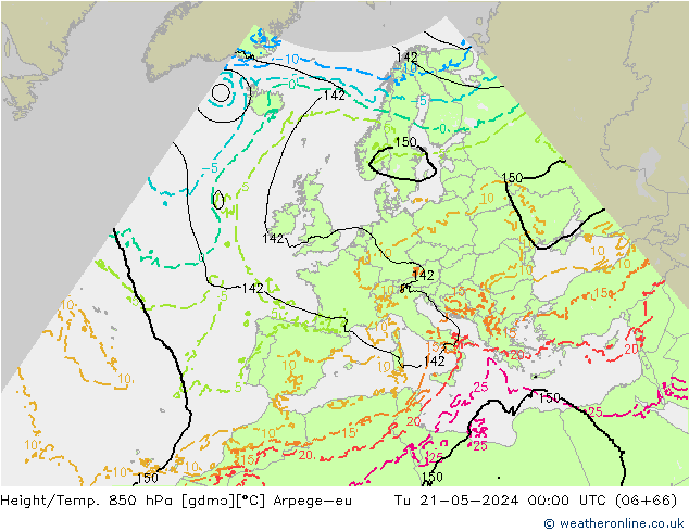 Hoogte/Temp. 850 hPa Arpege-eu di 21.05.2024 00 UTC