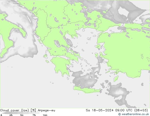 Bewolking (Laag) Arpege-eu za 18.05.2024 09 UTC