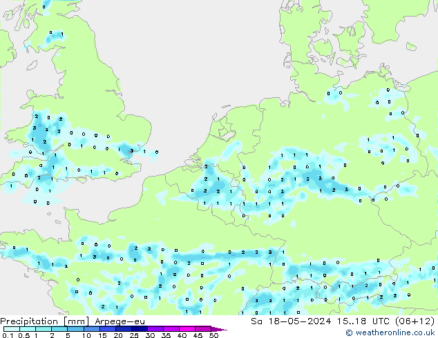 Niederschlag Arpege-eu Sa 18.05.2024 18 UTC
