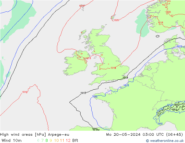 Windvelden Arpege-eu ma 20.05.2024 03 UTC