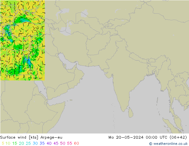 Wind 10 m Arpege-eu ma 20.05.2024 00 UTC