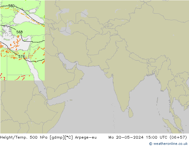 Yükseklik/Sıc. 500 hPa Arpege-eu Pzt 20.05.2024 15 UTC