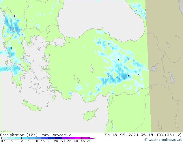 Precipitación (12h) Arpege-eu sáb 18.05.2024 18 UTC