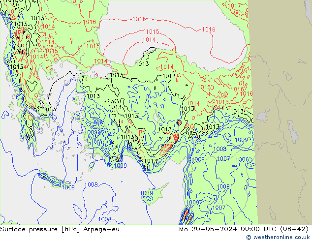 приземное давление Arpege-eu пн 20.05.2024 00 UTC
