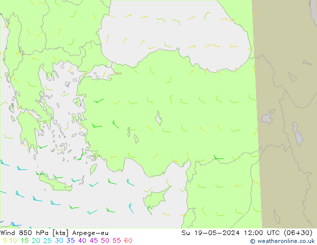 wiatr 850 hPa Arpege-eu nie. 19.05.2024 12 UTC