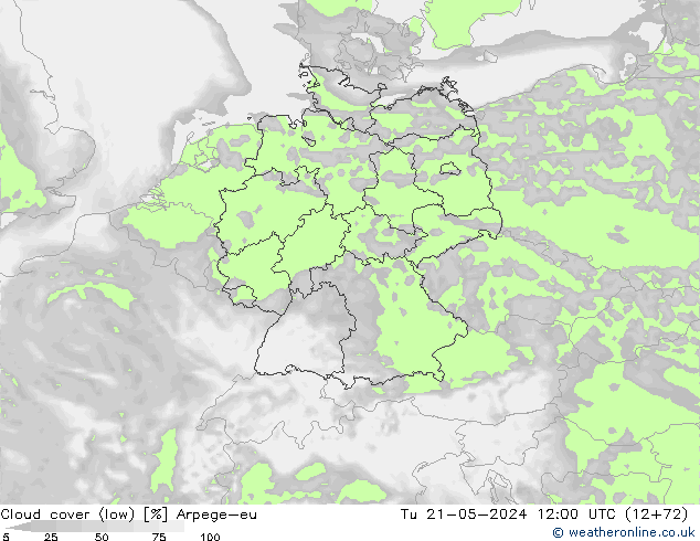 Bulutlar (düşük) Arpege-eu Sa 21.05.2024 12 UTC