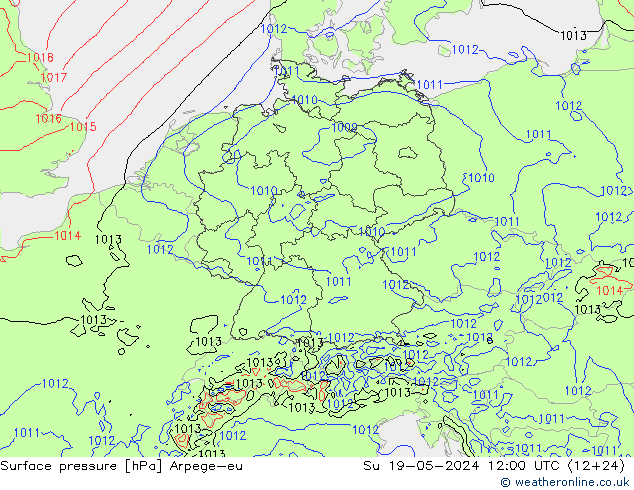 Atmosférický tlak Arpege-eu Ne 19.05.2024 12 UTC
