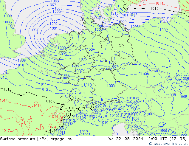 pression de l'air Arpege-eu mer 22.05.2024 12 UTC