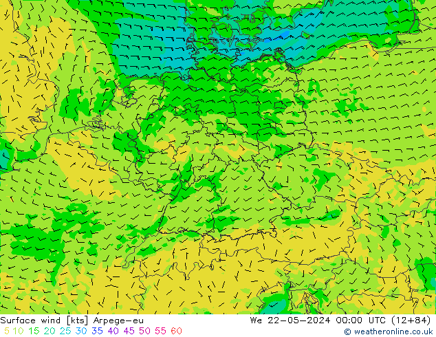 Surface wind Arpege-eu We 22.05.2024 00 UTC