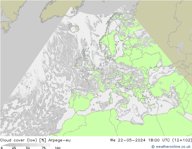 облака (низкий) Arpege-eu ср 22.05.2024 18 UTC
