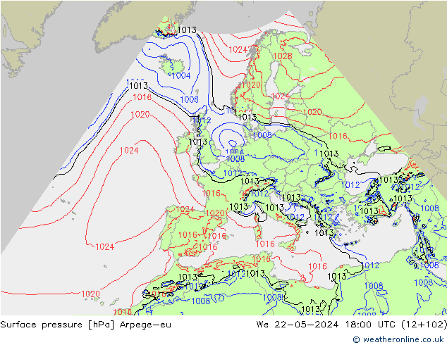 Yer basıncı Arpege-eu Çar 22.05.2024 18 UTC