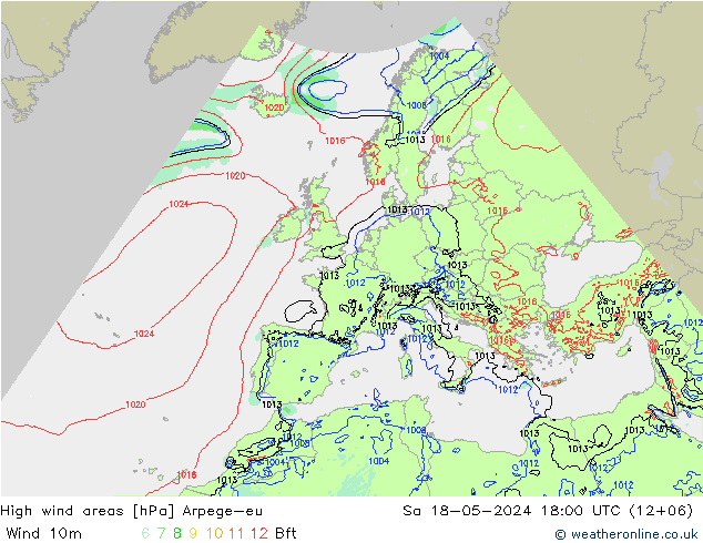 Windvelden Arpege-eu za 18.05.2024 18 UTC