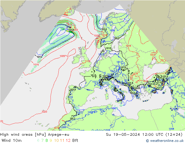 High wind areas Arpege-eu dom 19.05.2024 12 UTC
