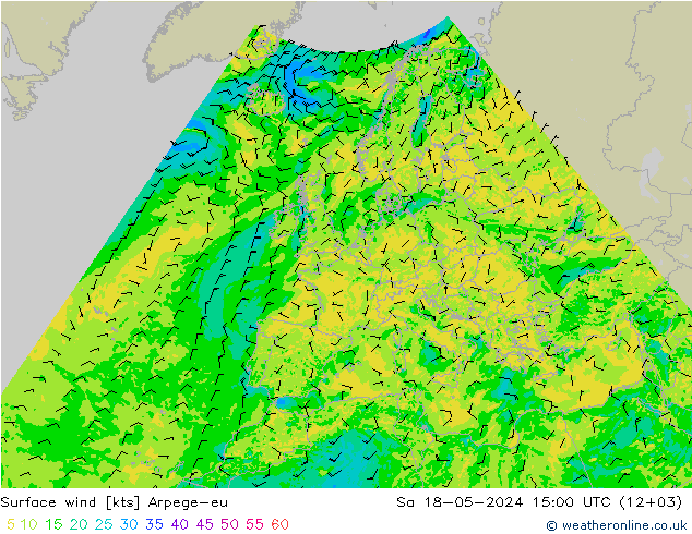 Surface wind Arpege-eu Sa 18.05.2024 15 UTC