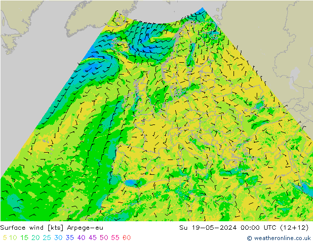 ветер 10 m Arpege-eu Вс 19.05.2024 00 UTC