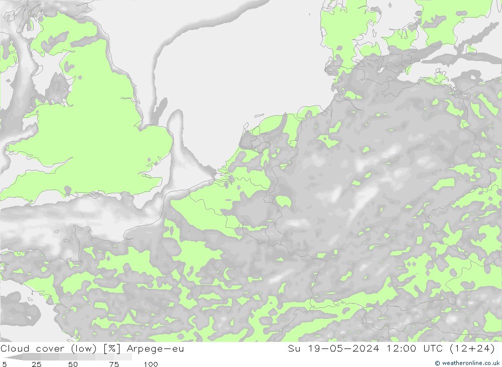 Bewolking (Laag) Arpege-eu zo 19.05.2024 12 UTC