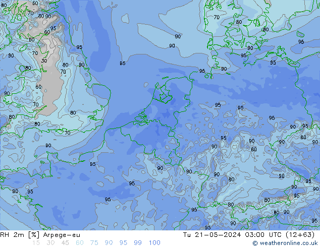 RH 2m Arpege-eu wto. 21.05.2024 03 UTC
