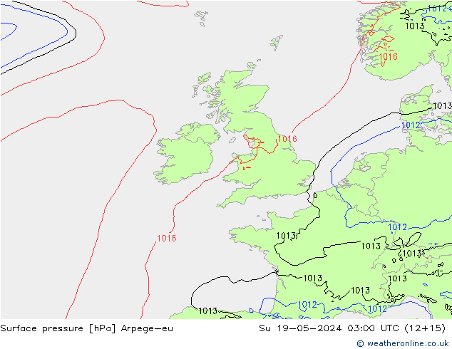 Atmosférický tlak Arpege-eu Ne 19.05.2024 03 UTC