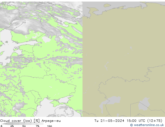 Bewolking (Laag) Arpege-eu di 21.05.2024 15 UTC