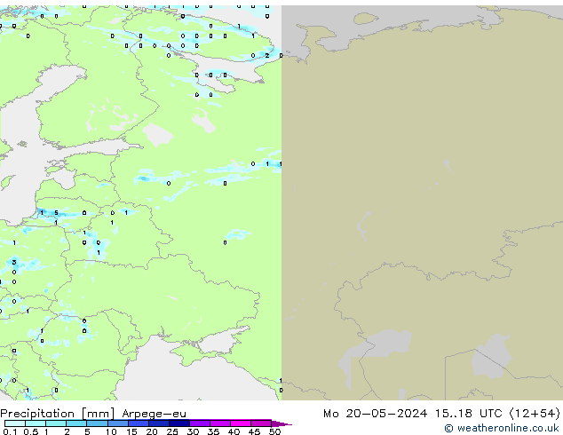 осадки Arpege-eu пн 20.05.2024 18 UTC