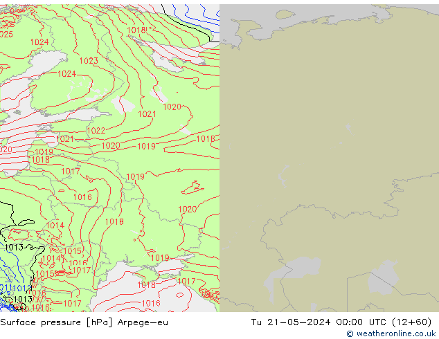приземное давление Arpege-eu вт 21.05.2024 00 UTC