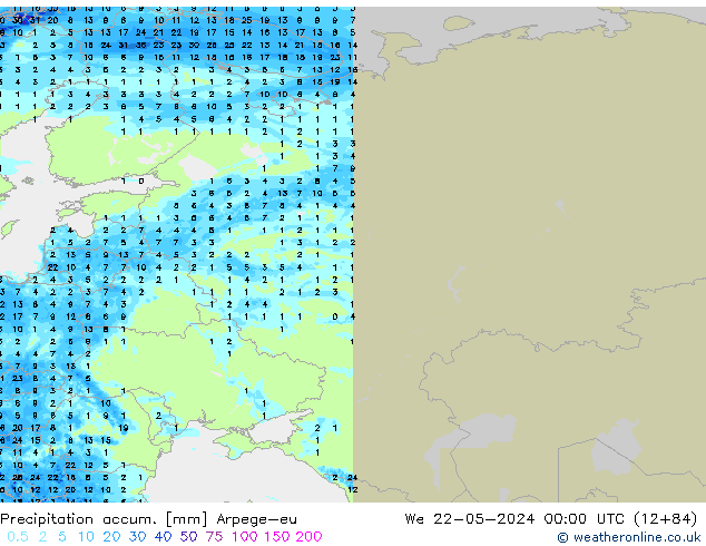 Precipitation accum. Arpege-eu mer 22.05.2024 00 UTC