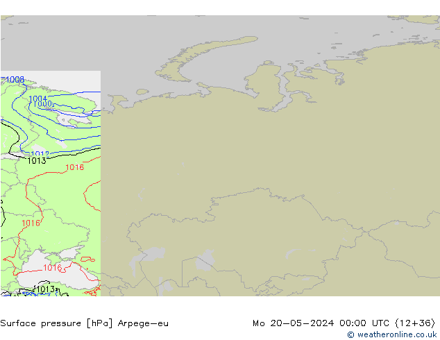 Presión superficial Arpege-eu lun 20.05.2024 00 UTC