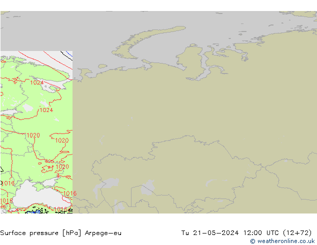 Yer basıncı Arpege-eu Sa 21.05.2024 12 UTC
