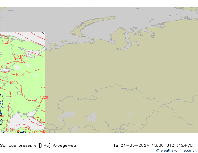 Pressione al suolo Arpege-eu mar 21.05.2024 18 UTC