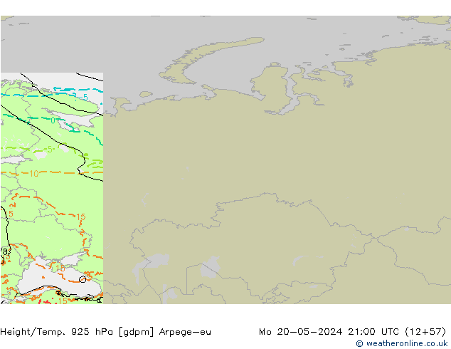 Height/Temp. 925 hPa Arpege-eu Po 20.05.2024 21 UTC