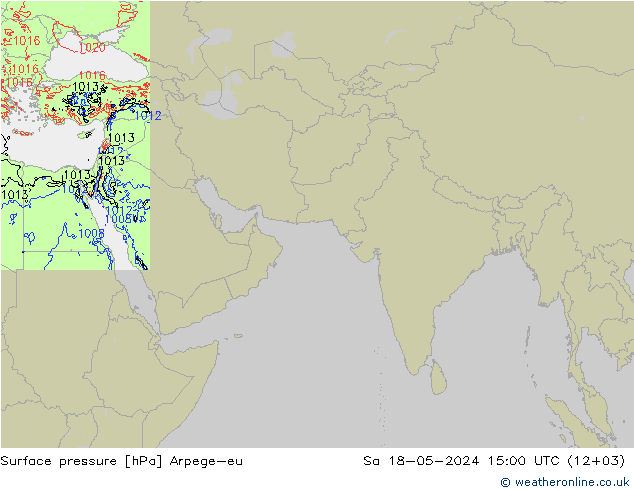 地面气压 Arpege-eu 星期六 18.05.2024 15 UTC