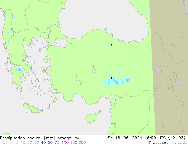 Toplam Yağış Arpege-eu Cts 18.05.2024 15 UTC