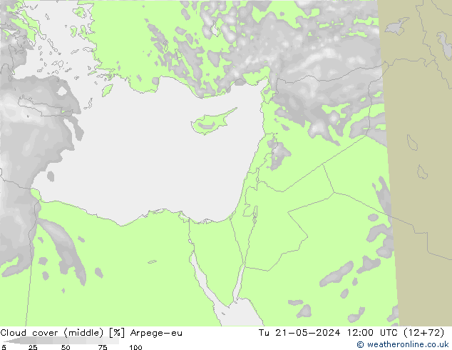 Nuages (moyen) Arpege-eu mar 21.05.2024 12 UTC