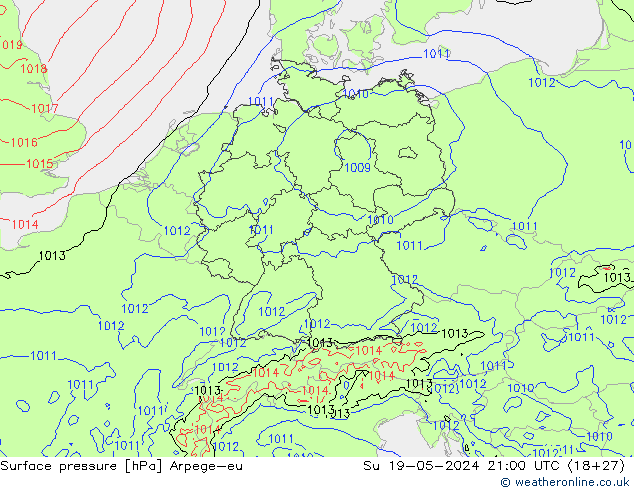 Yer basıncı Arpege-eu Paz 19.05.2024 21 UTC