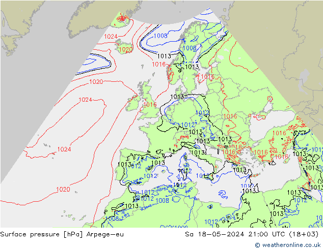 Bodendruck Arpege-eu Sa 18.05.2024 21 UTC