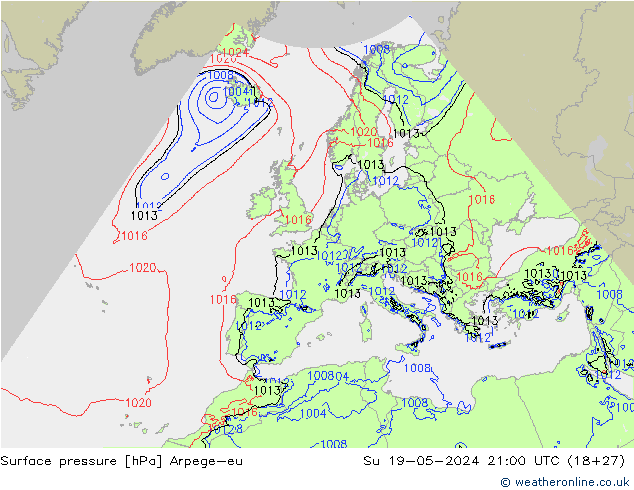 Yer basıncı Arpege-eu Paz 19.05.2024 21 UTC