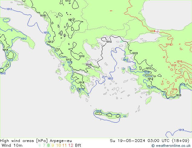 yüksek rüzgarlı alanlar Arpege-eu Paz 19.05.2024 03 UTC